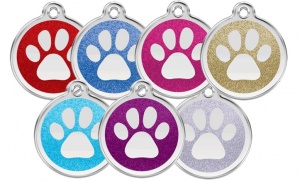 Glitter Paw Cat Tags Engraved by Red Dingo